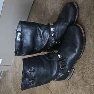 Studded frye moto boots